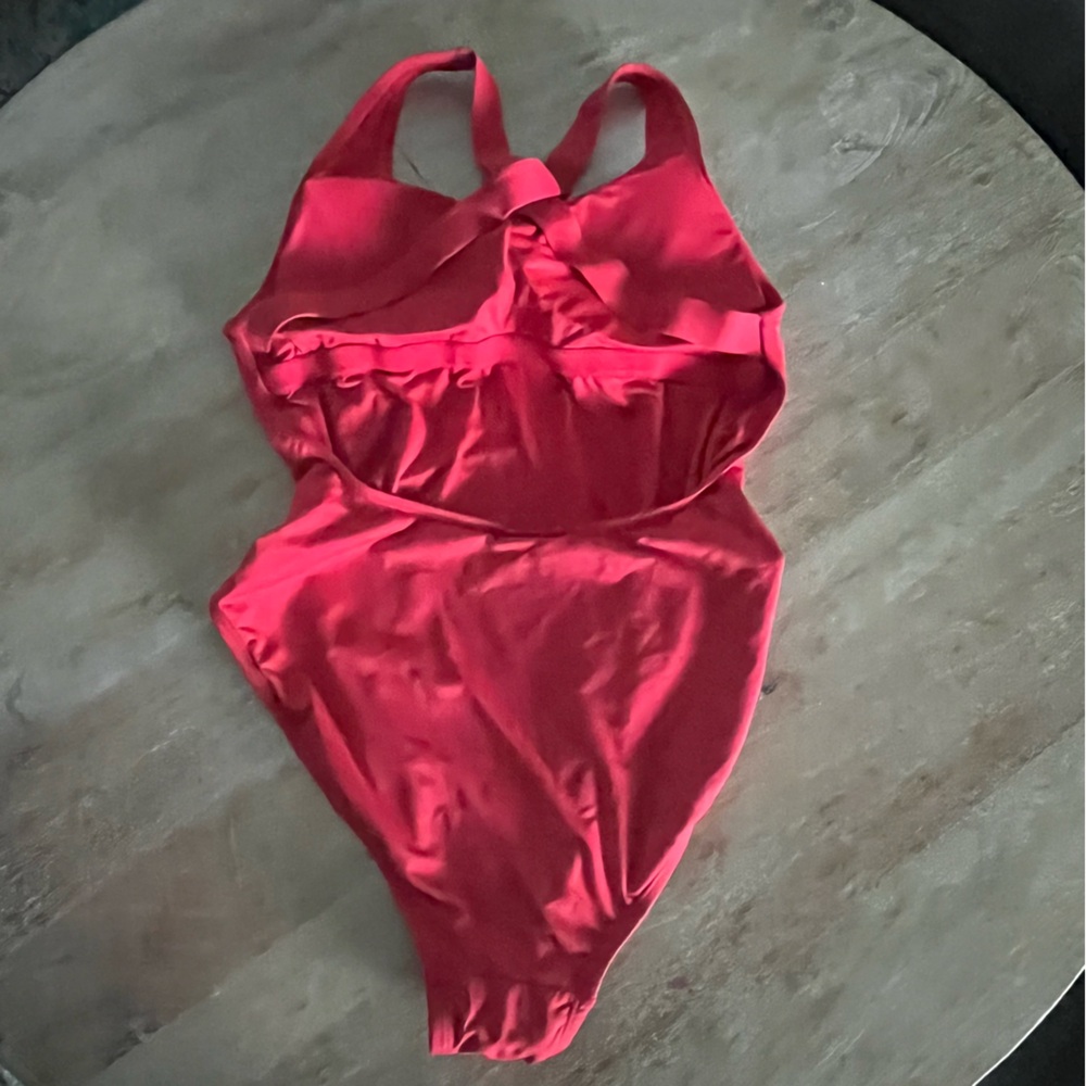 Andie Red One-Piece Swimsuit with Scoop Neckline - Picture 6 of 7